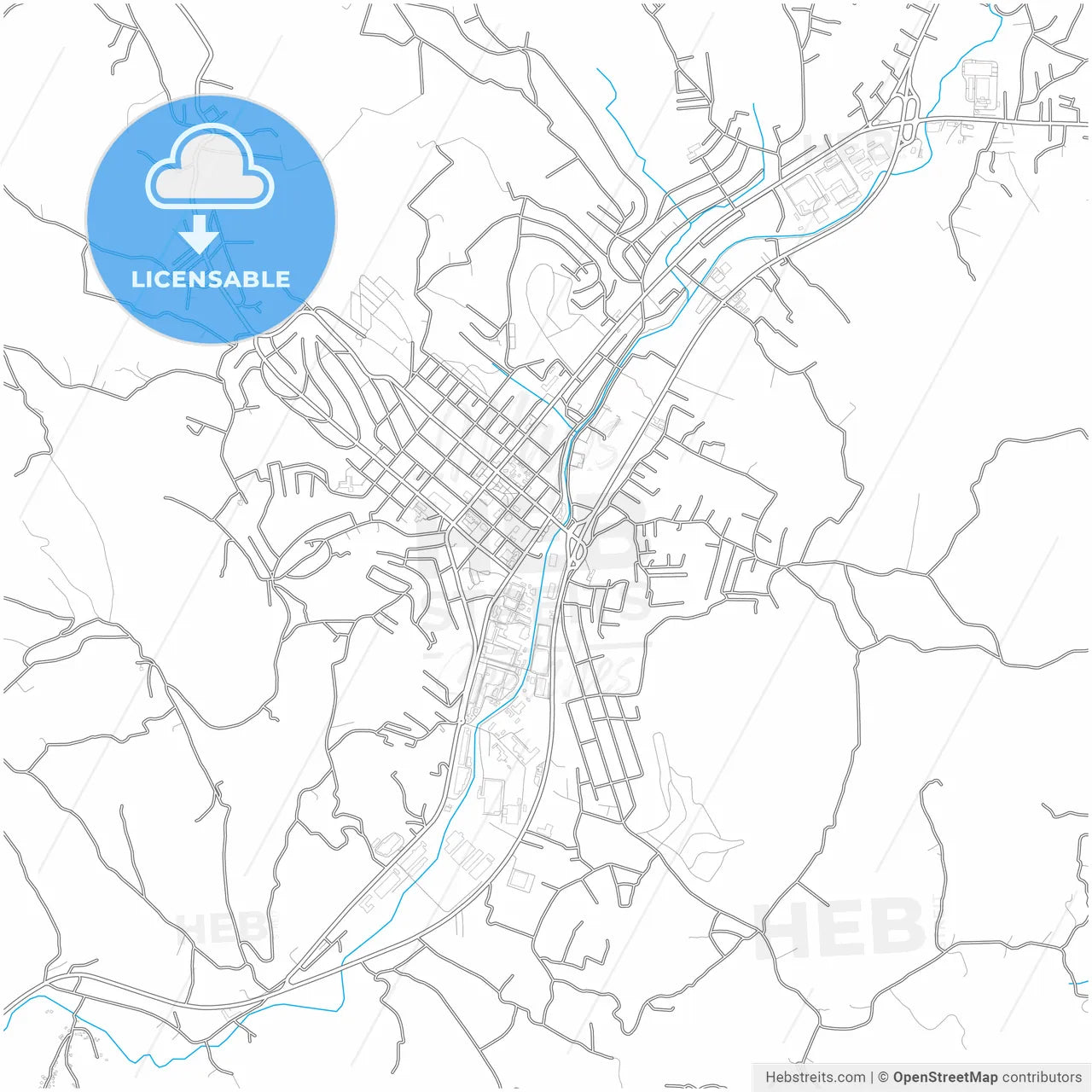 Gornji Milanovac, Moravica, Serbia, city map with high resolution roads.