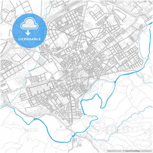 Alcalá de Henares, Madrid, Spain, city map with high resolution roads.