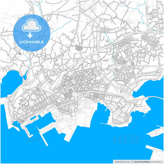 Ferrol, A Coruña, Spain, city map with high resolution roads.