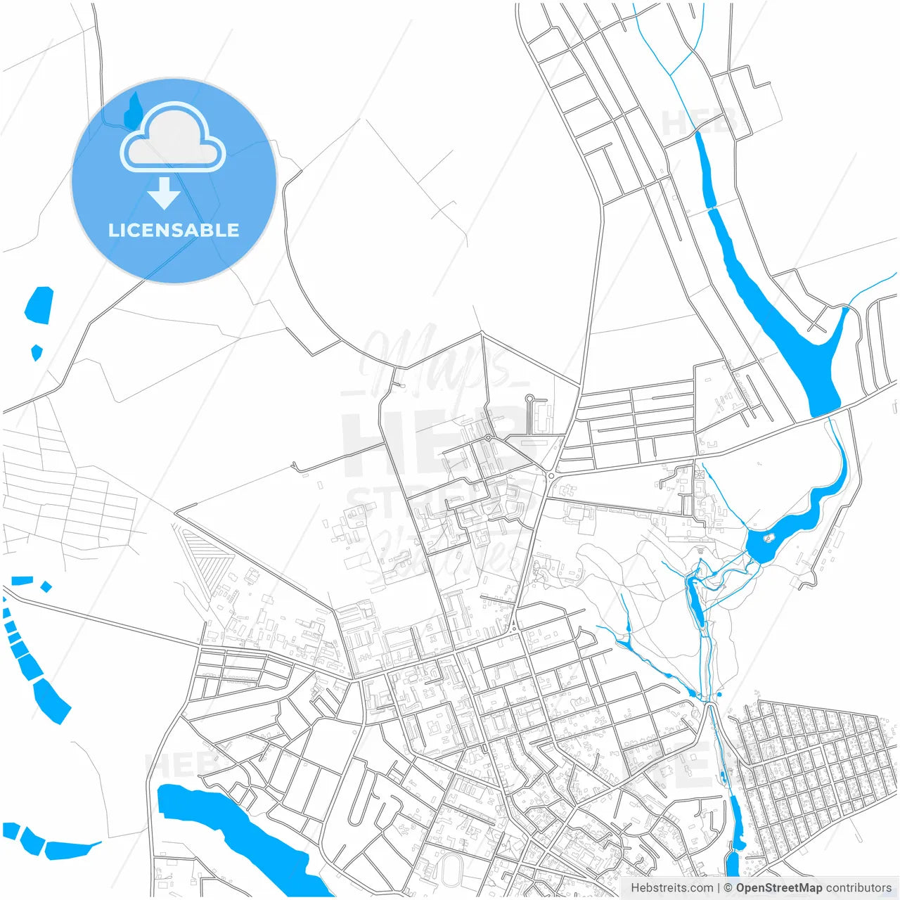 Uman, Cherkasy Oblast, Ukraine, city map with high resolution roads.