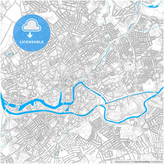 Bristol, South West England, England, city map with high resolution roads.