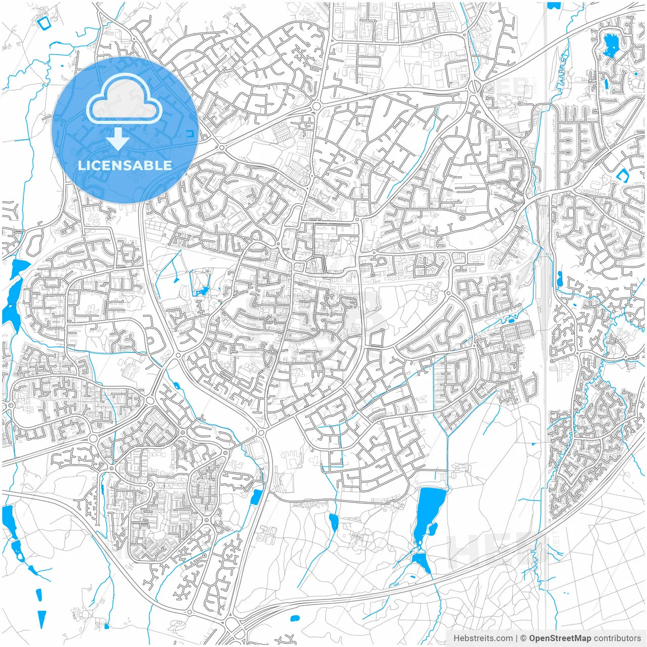 Crawley, South East England, England, city map with high resolution roads.