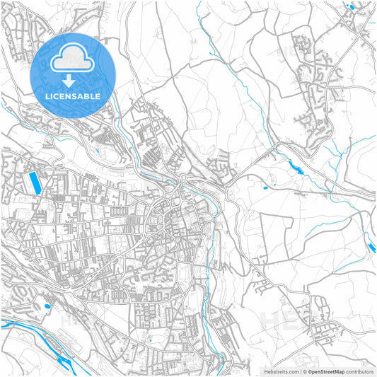 Halifax, Yorkshire and the Humber, England, city map with high resolution roads.