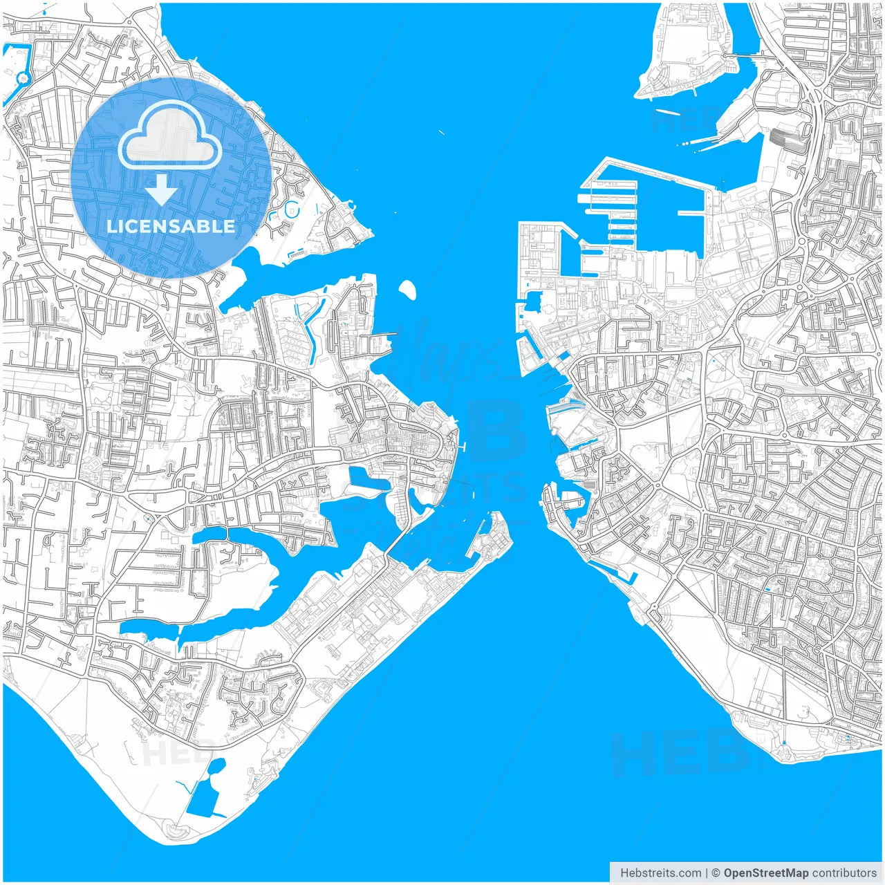 Gosport, South East England, England, city map with high resolution roads.