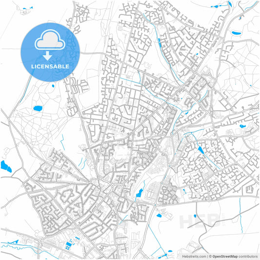 Cannock, West Midlands, England, city map with high resolution roads.