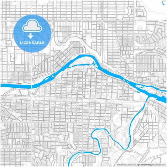 Calgary, Alberta, Canada, city map with high resolution roads.