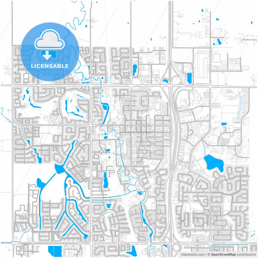 Airdrie, Alberta, Canada, city map with high resolution roads.