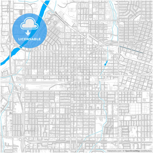 Bakersfield, California, United States, city map with high resolution roads.