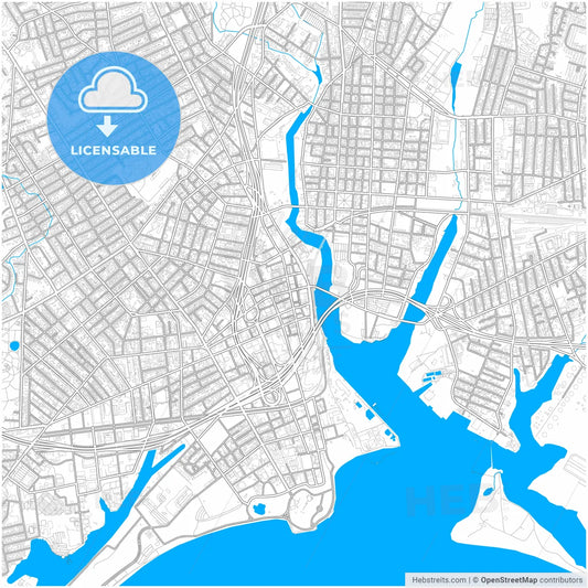 Bridgeport, Connecticut, United States, city map with high resolution roads.