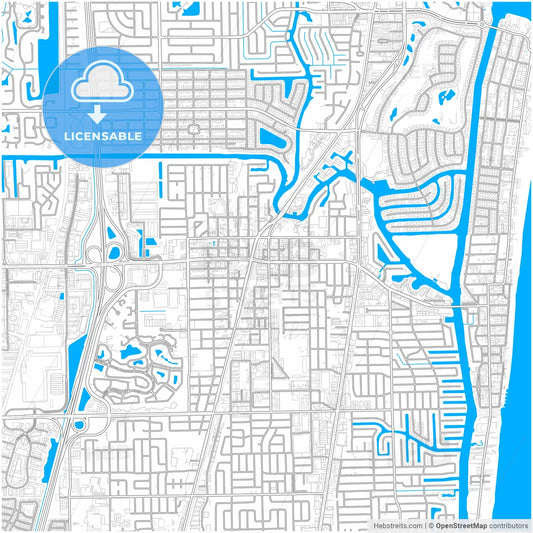 Deerfield Beach, Florida, United States, city map with high resolution roads.