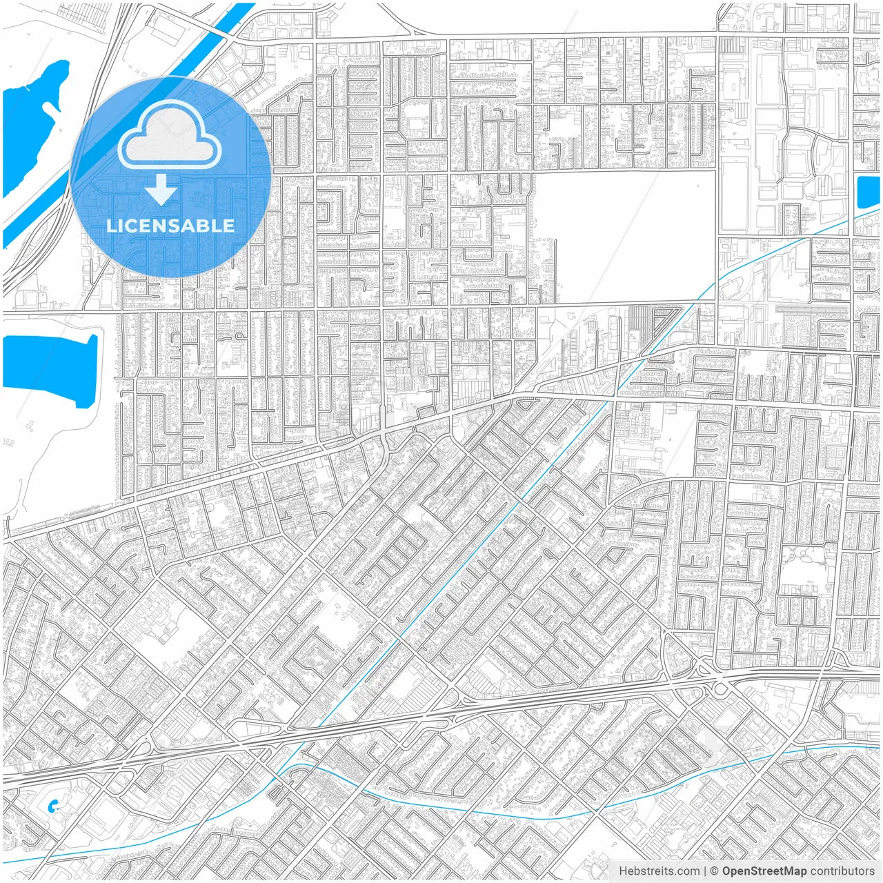 Baldwin Park, California, United States, city map with high resolution roads.