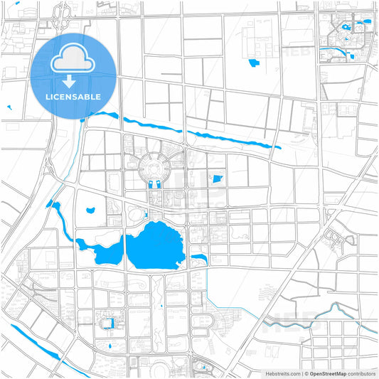 Hefei, Anhui, China, city map with high resolution roads.