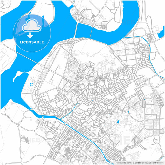 Chuncheon, Gangwon, South Korea, city map with high resolution roads.