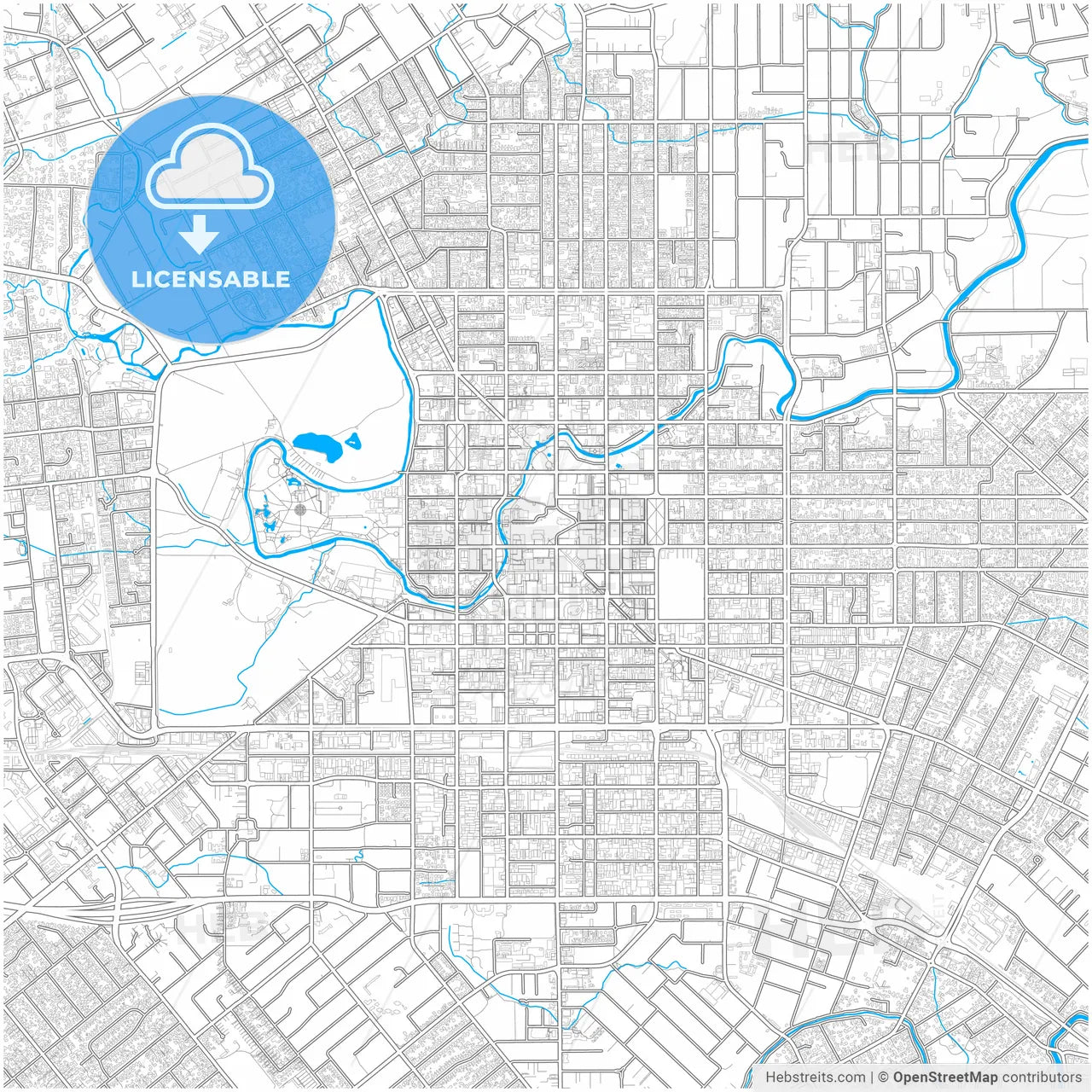 Christchurch, New Zealand, city map with high resolution roads.