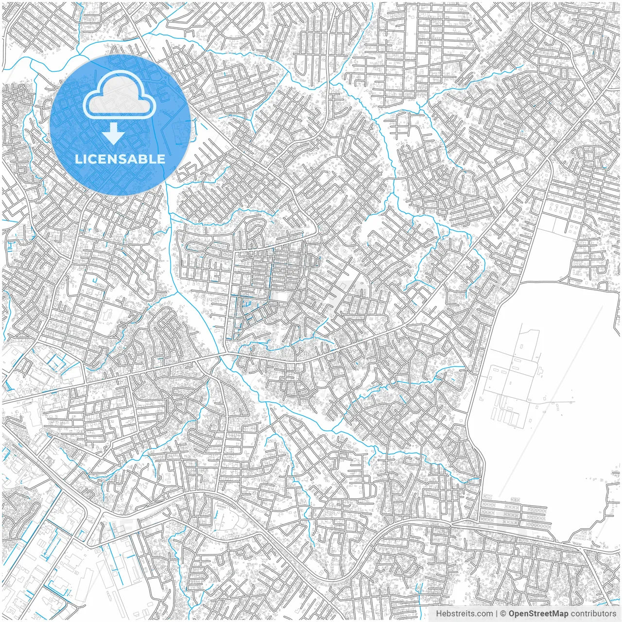 Douala, Cameroon, city map with high resolution roads.