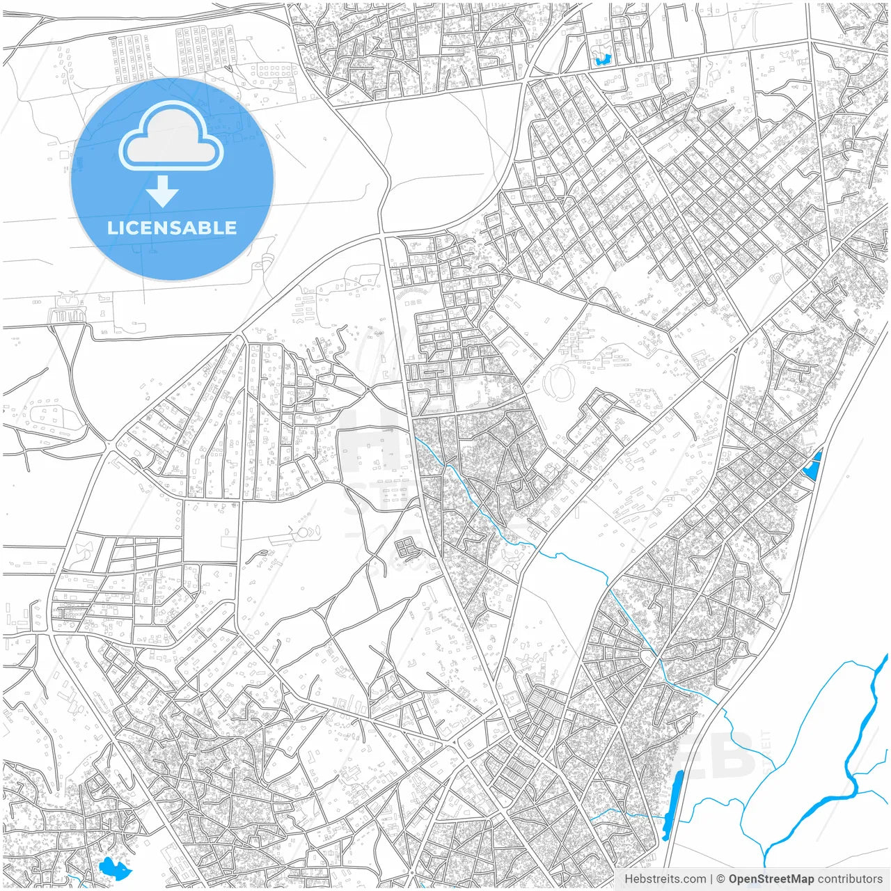 Garoua, Cameroon, city map with high resolution roads.