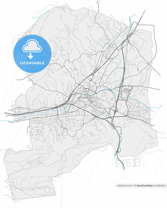 Aubagne, Bouches-du-Rhône, France, high resolution vector map - Instant download PDF and JPG