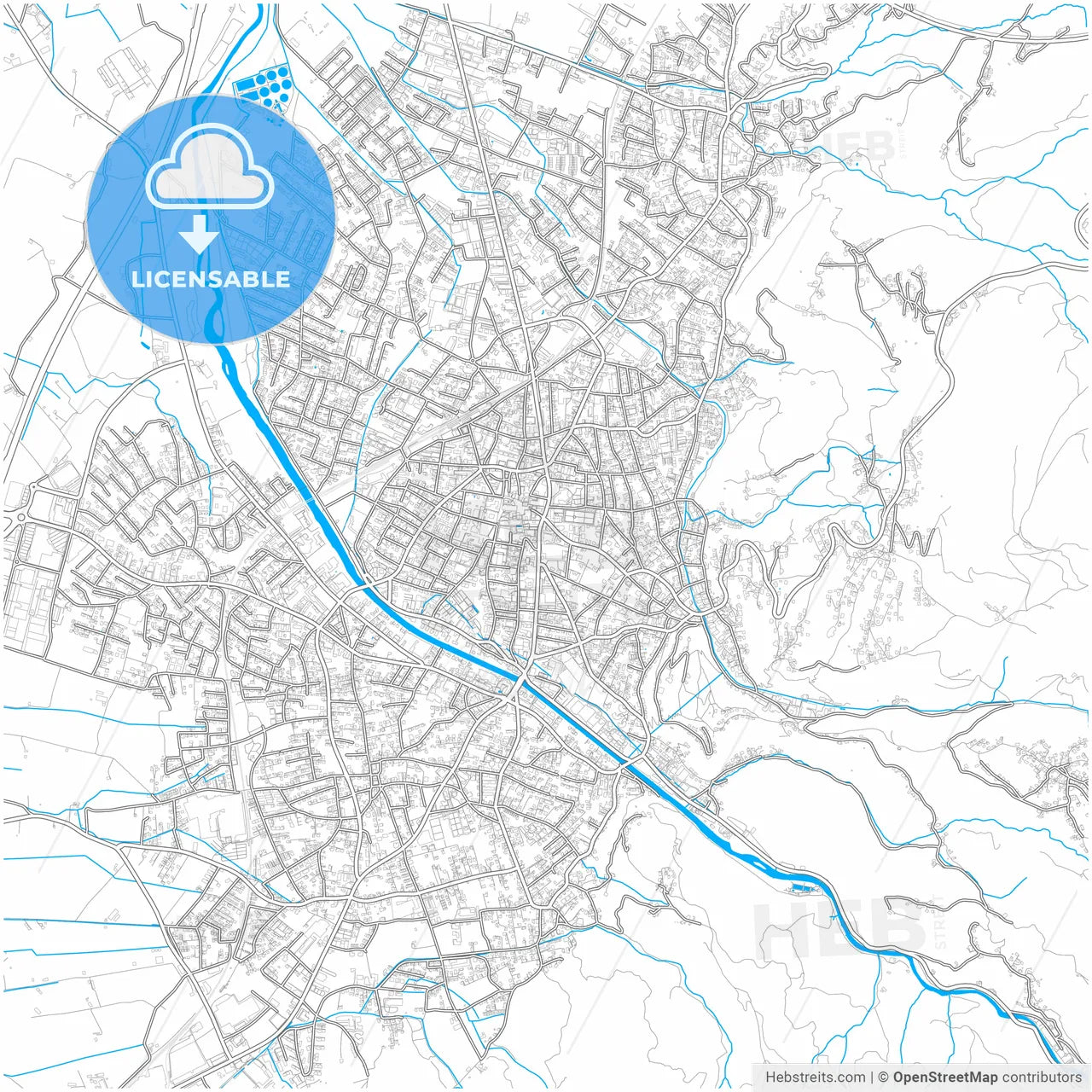 Dornbirn, Vorarlberg, Austria, city map with high resolution roads.