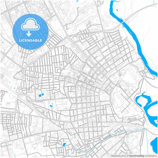 Babruysk, Voblasć, Belarus, city map with high resolution roads.