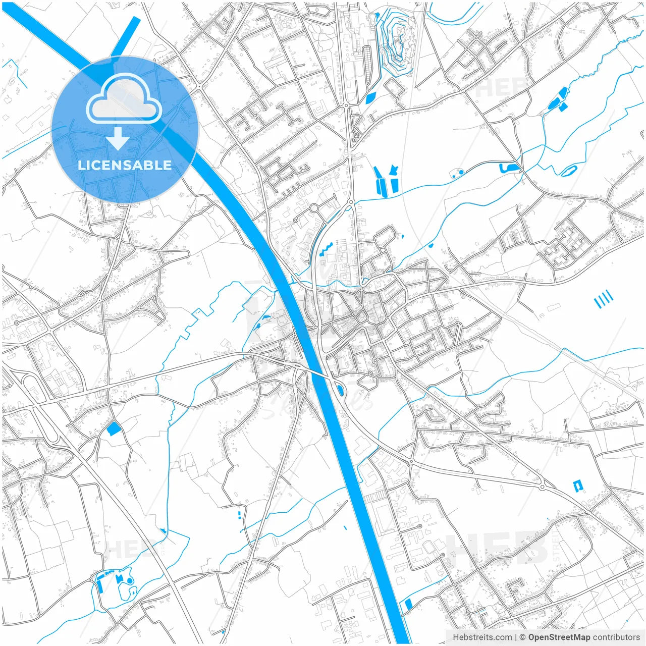 Beringen, Limburg, Belgium, city map with high resolution roads.