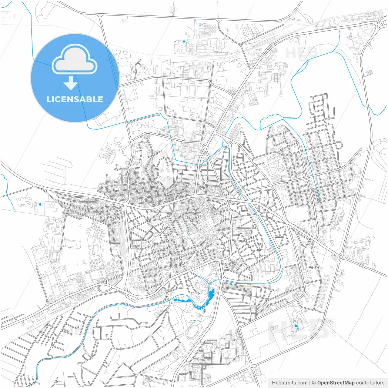 Добрич, Bulgaria, city map with high resolution roads.