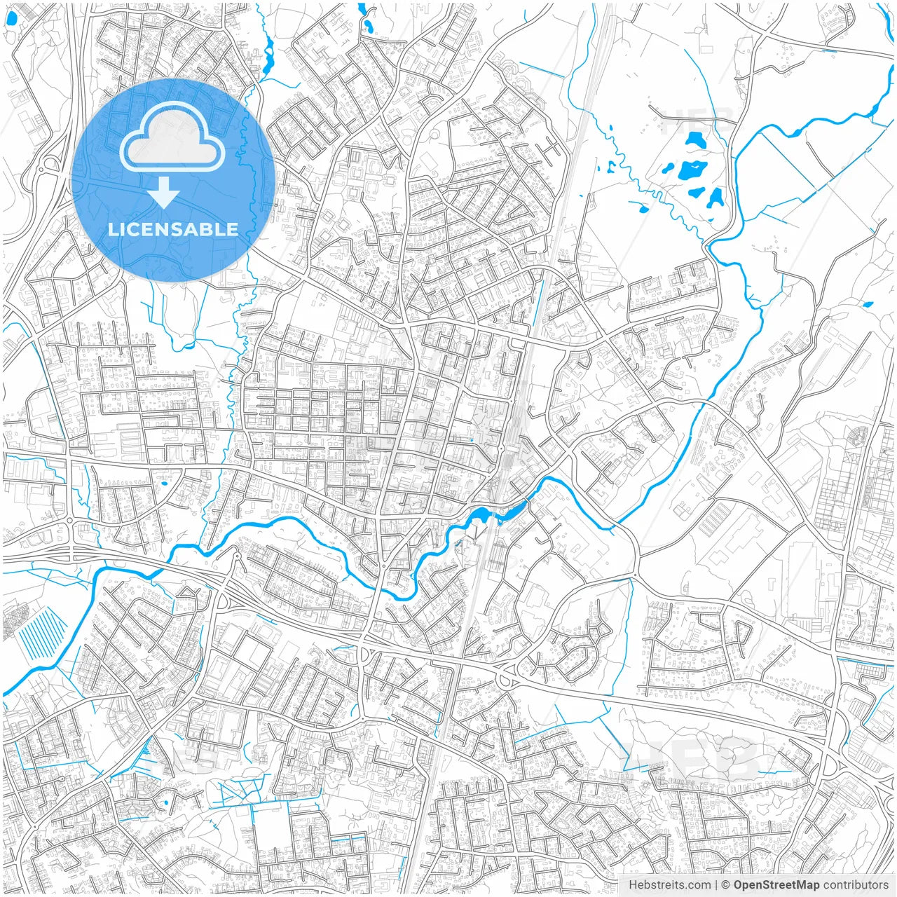 Vantaa, Helsinki, Finland, city map with high resolution roads.