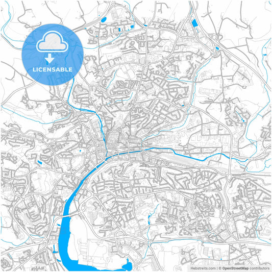 Quimper, Finistère, France, city map with high resolution roads.