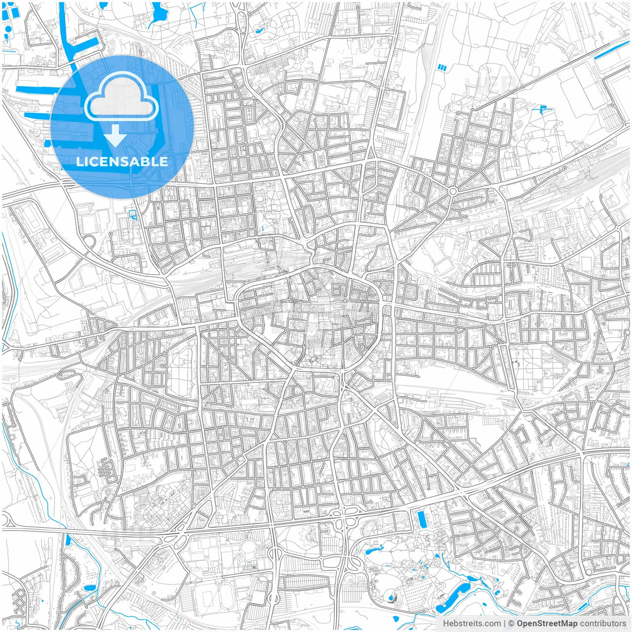 Dortmund, North Rhine-Westphalia, Germany, city map with high resolution roads.