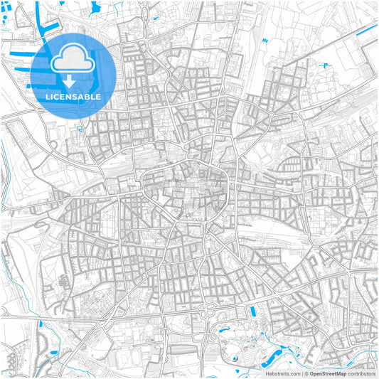 Dortmund, North Rhine-Westphalia, Germany, city map with high resolution roads.