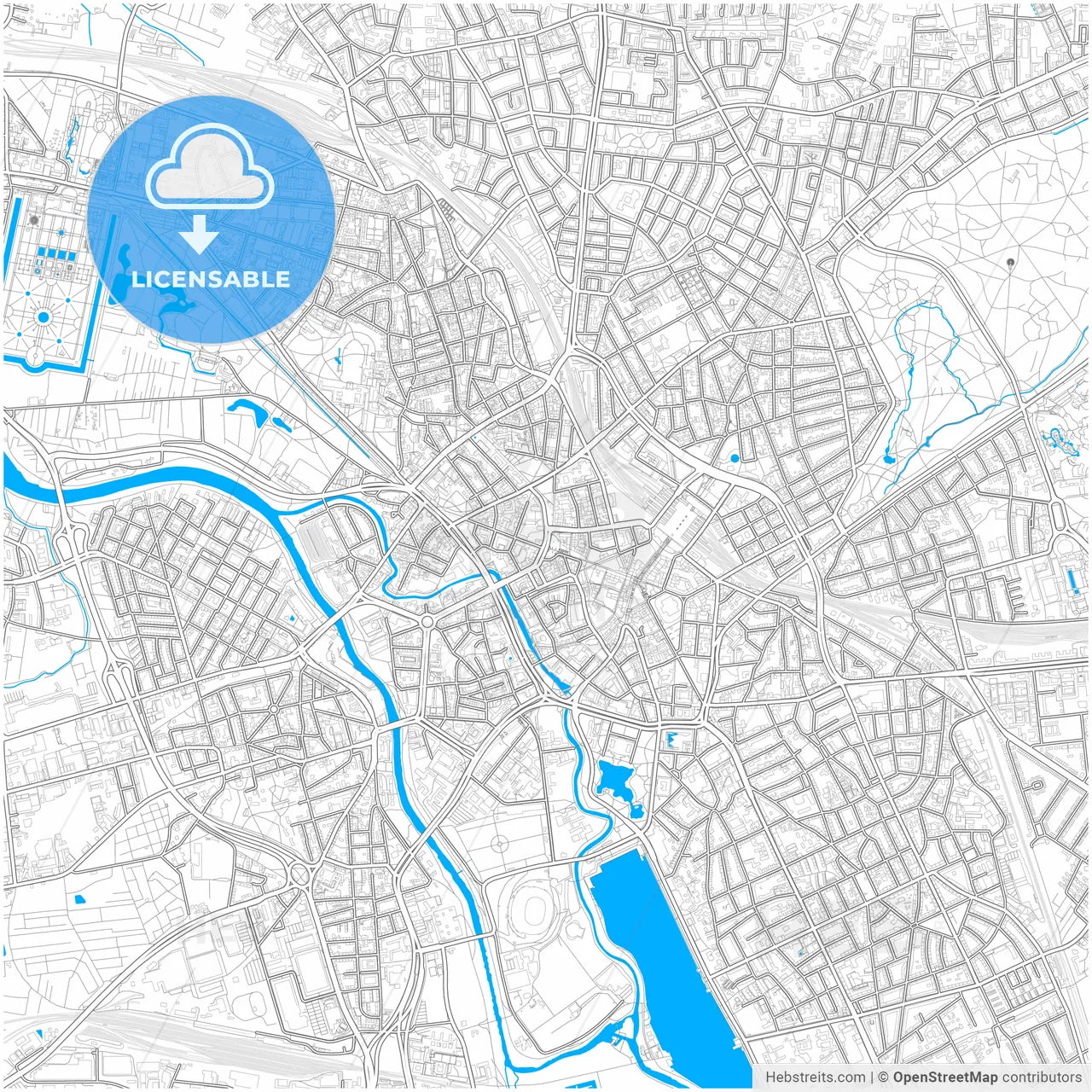 Hannover, Lower Saxony, Germany, city map with high resolution roads.