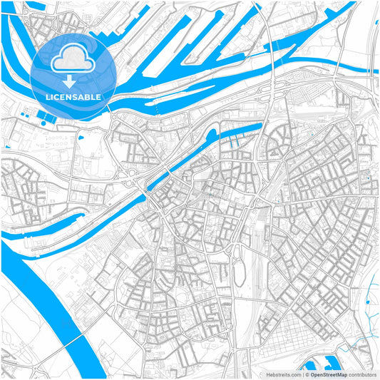 Duisburg, North Rhine-Westphalia, Germany, city map with high resolution roads.