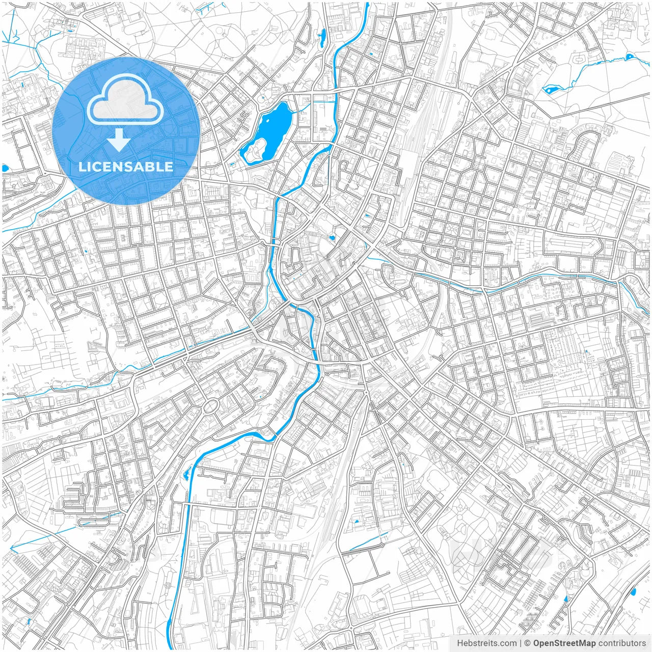 Chemnitz, Saxony, Germany, city map with high resolution roads.
