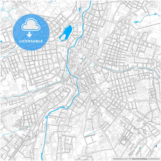 Chemnitz, Saxony, Germany, city map with high resolution roads.