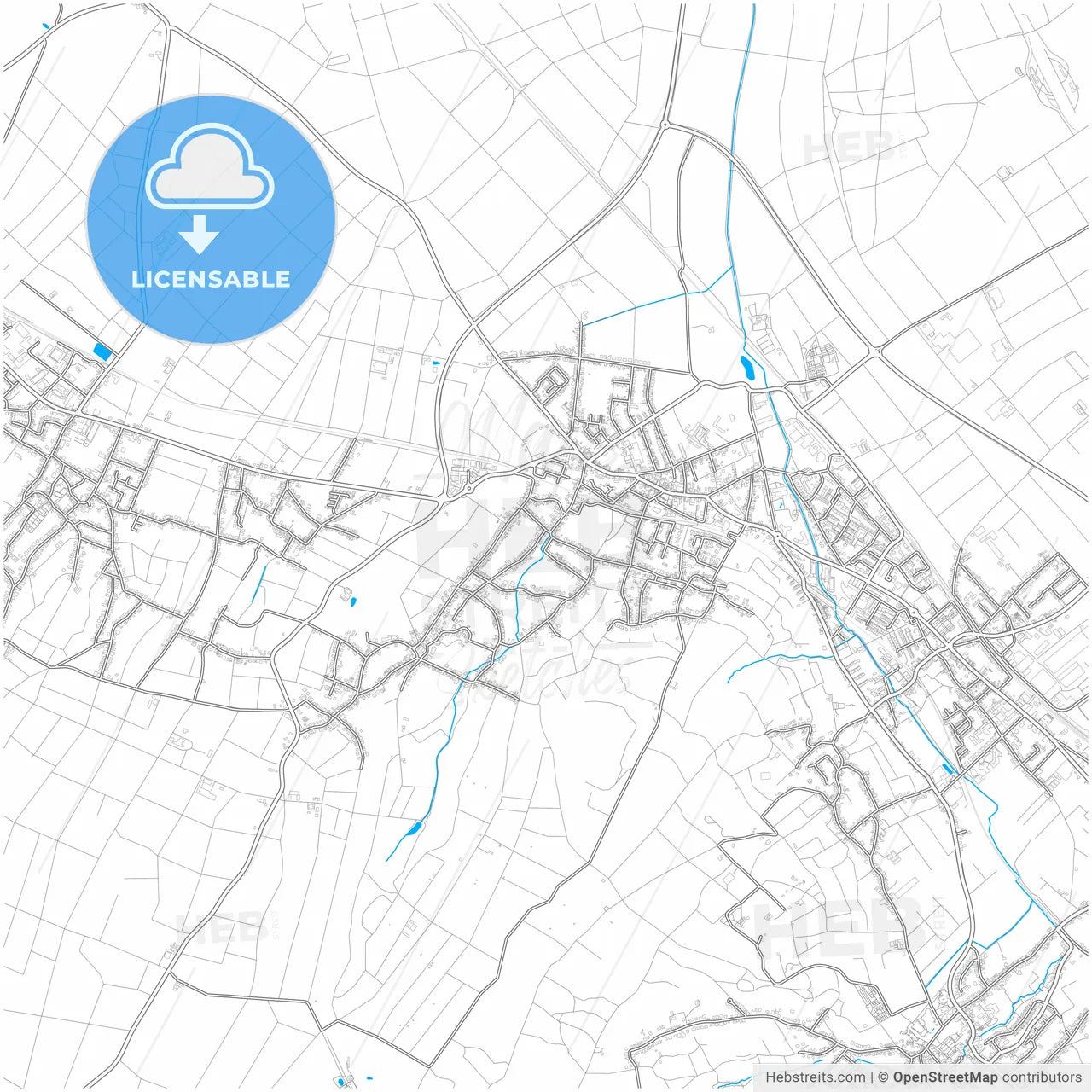 Bornheim, North Rhine-Westphalia, Germany, city map with high resolution roads.