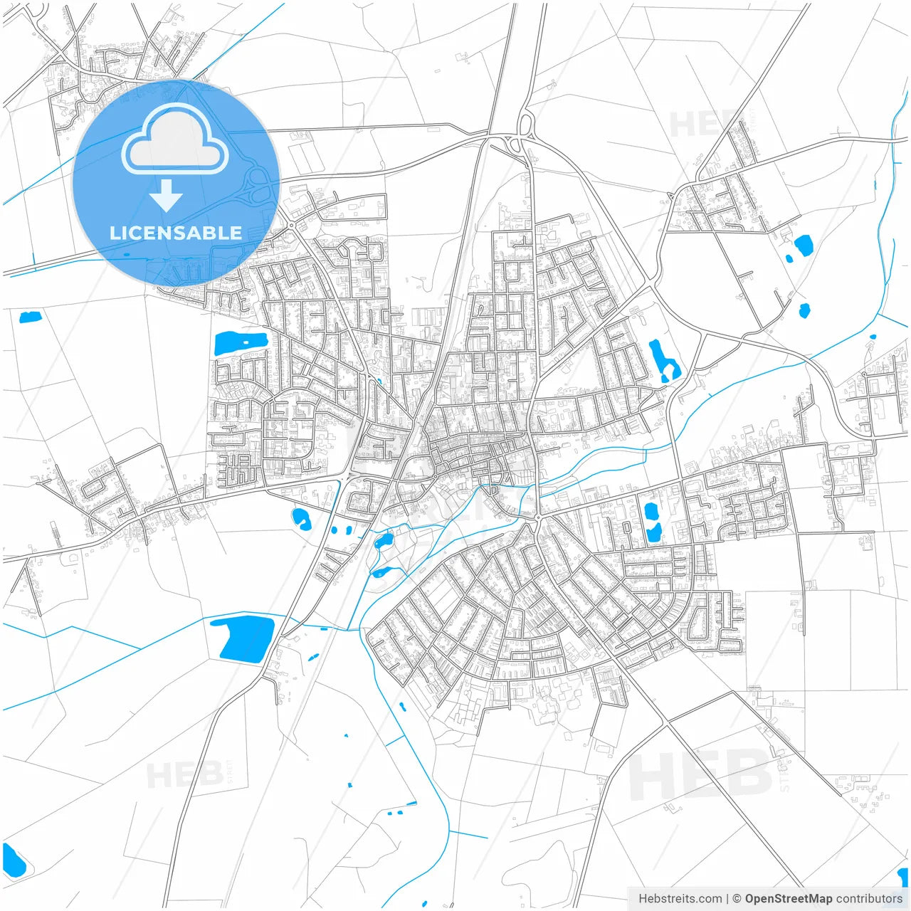 Burgdorf, Lower Saxony, Germany, city map with high resolution roads.