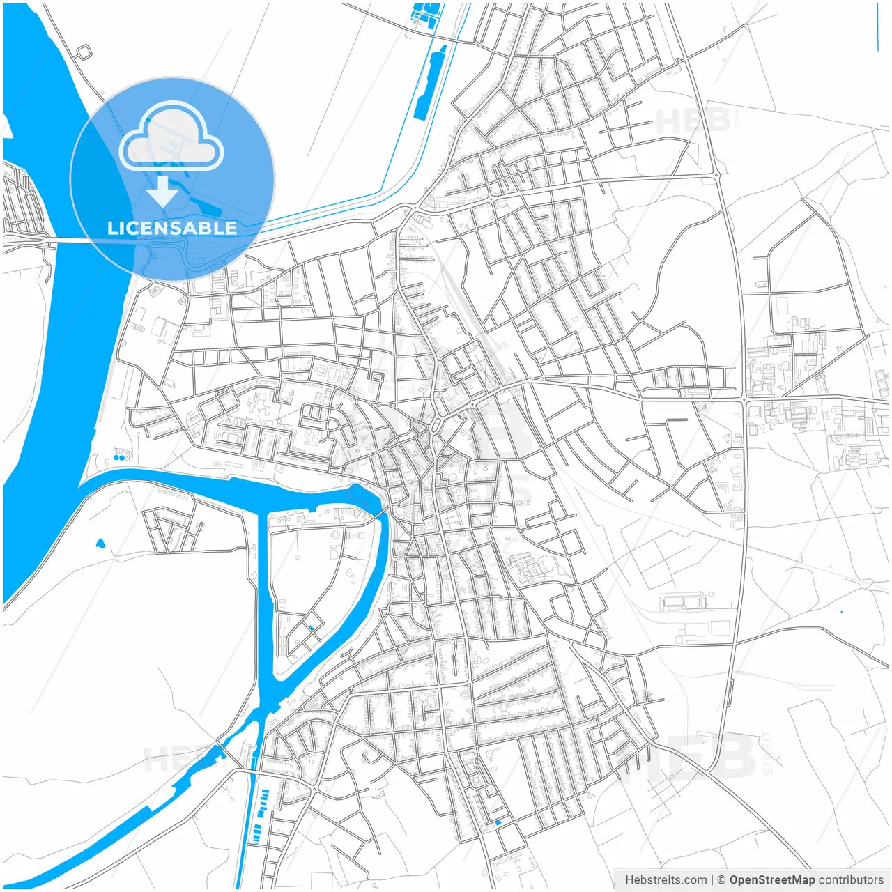 Baja, Bács-Kiskun, Hungary, city map with high resolution roads.