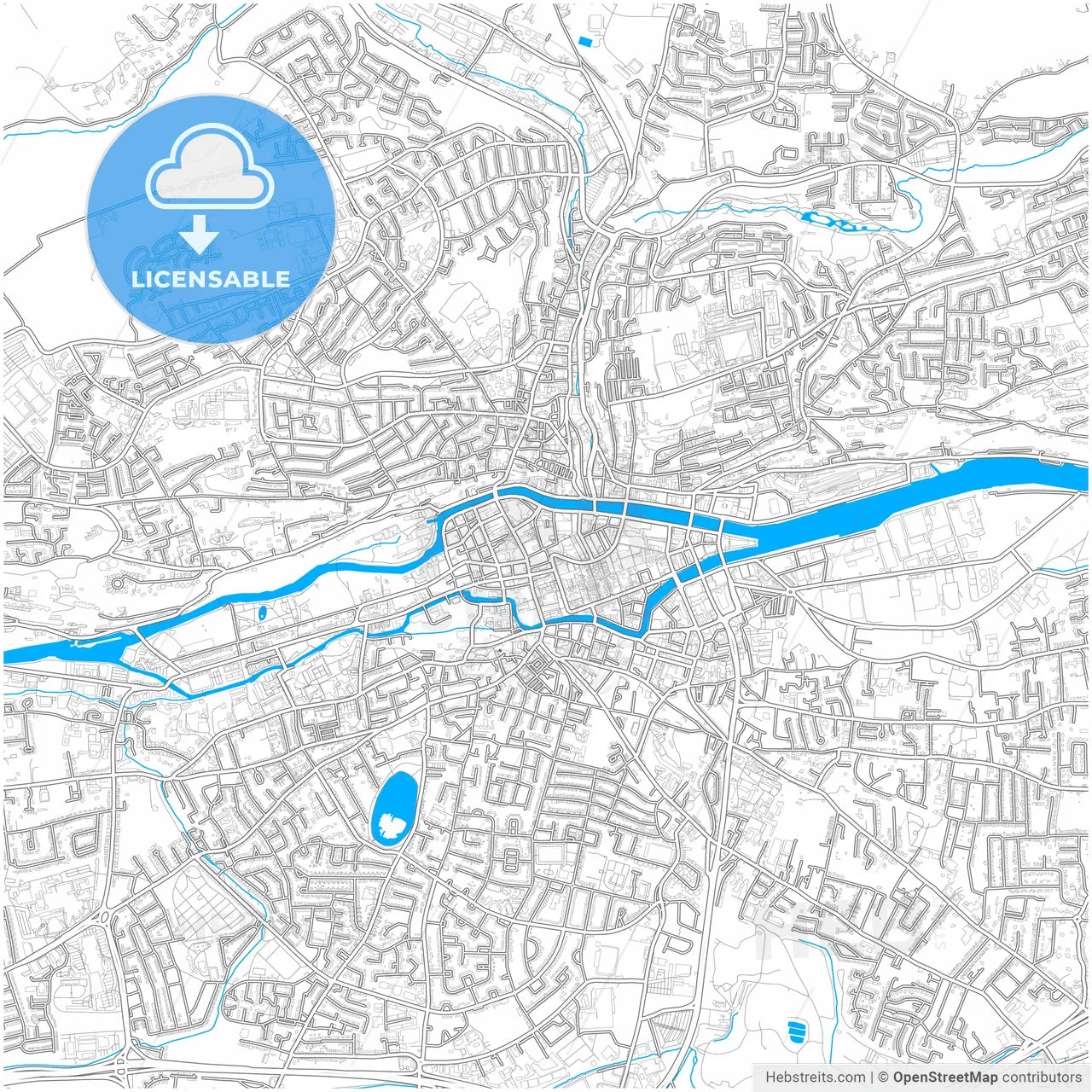 Cork, County Cork, Ireland, city map with high resolution roads.