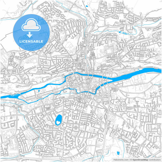 Cork, County Cork, Ireland, city map with high resolution roads.