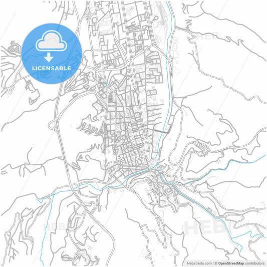 Cosenza, Calabria, Italy, city map with high resolution roads.
