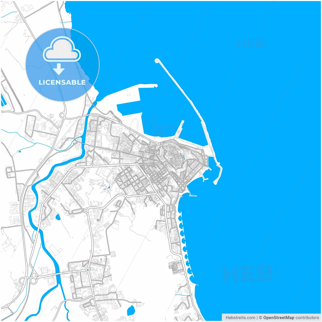 Crotone, Calabria, Italy, city map with high resolution roads.