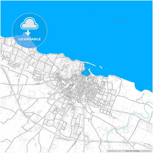 Bisceglie, Apulia, Italy, city map with high resolution roads.
