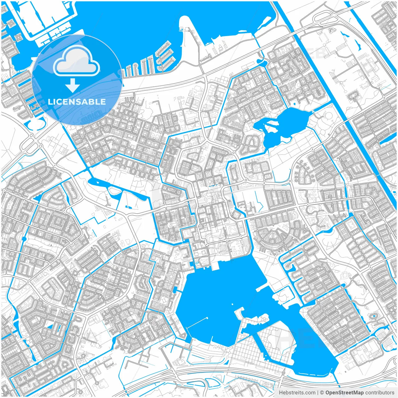 Almere, Flevoland, Netherlands, city map with high resolution roads.
