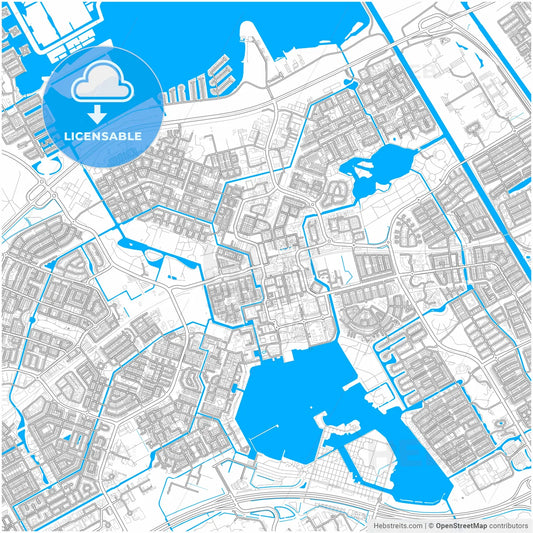 Almere, Flevoland, Netherlands, city map with high resolution roads.