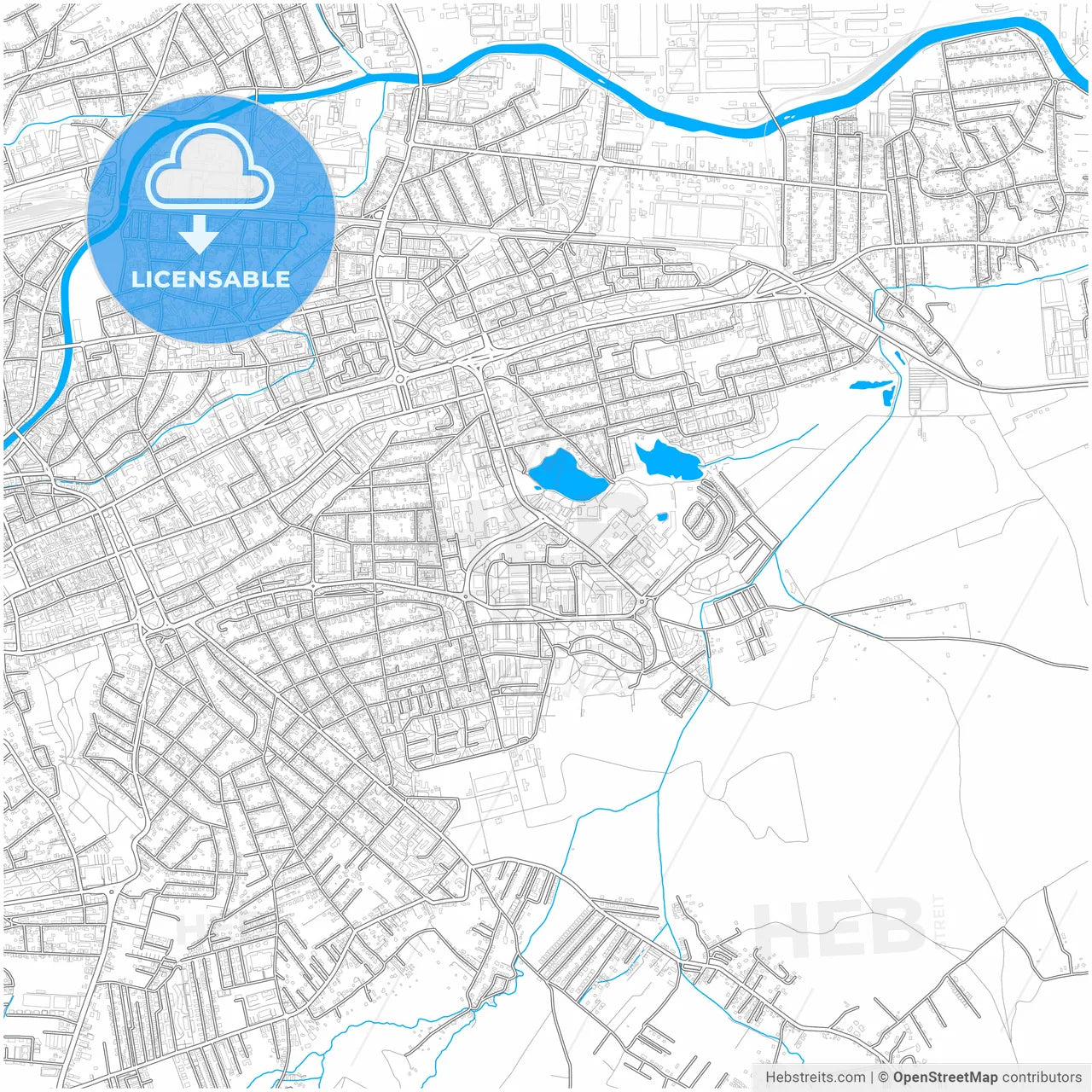 Cluj-Napoca, Cluj, Romania, city map with high resolution roads.