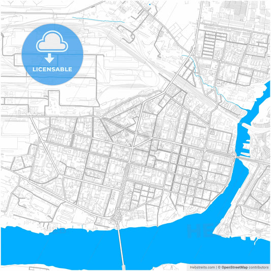 Cherepovets, Vologda Oblast, Russia, city map with high resolution roads.