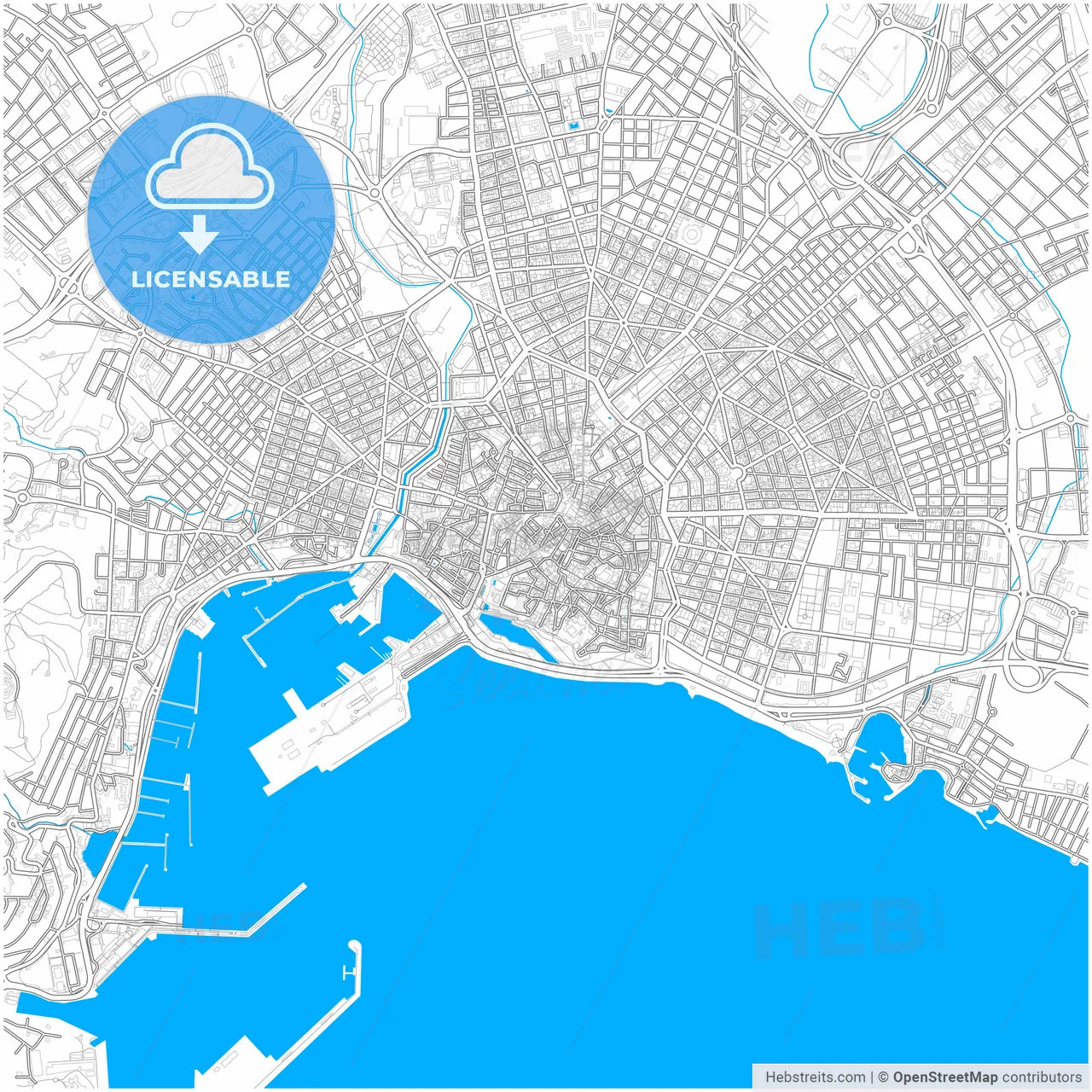 Palma, Balearic Islands, Spain, city map with high resolution roads.