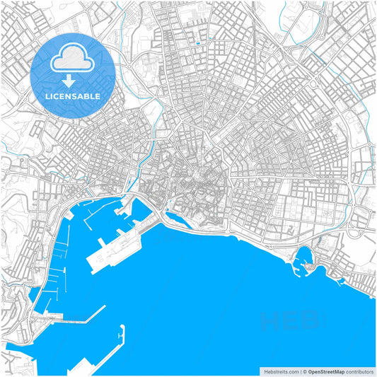 Palma, Balearic Islands, Spain, city map with high resolution roads.