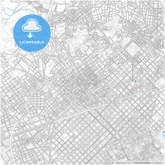 Gràcia, Barcelona, Spain, city map with high resolution roads.