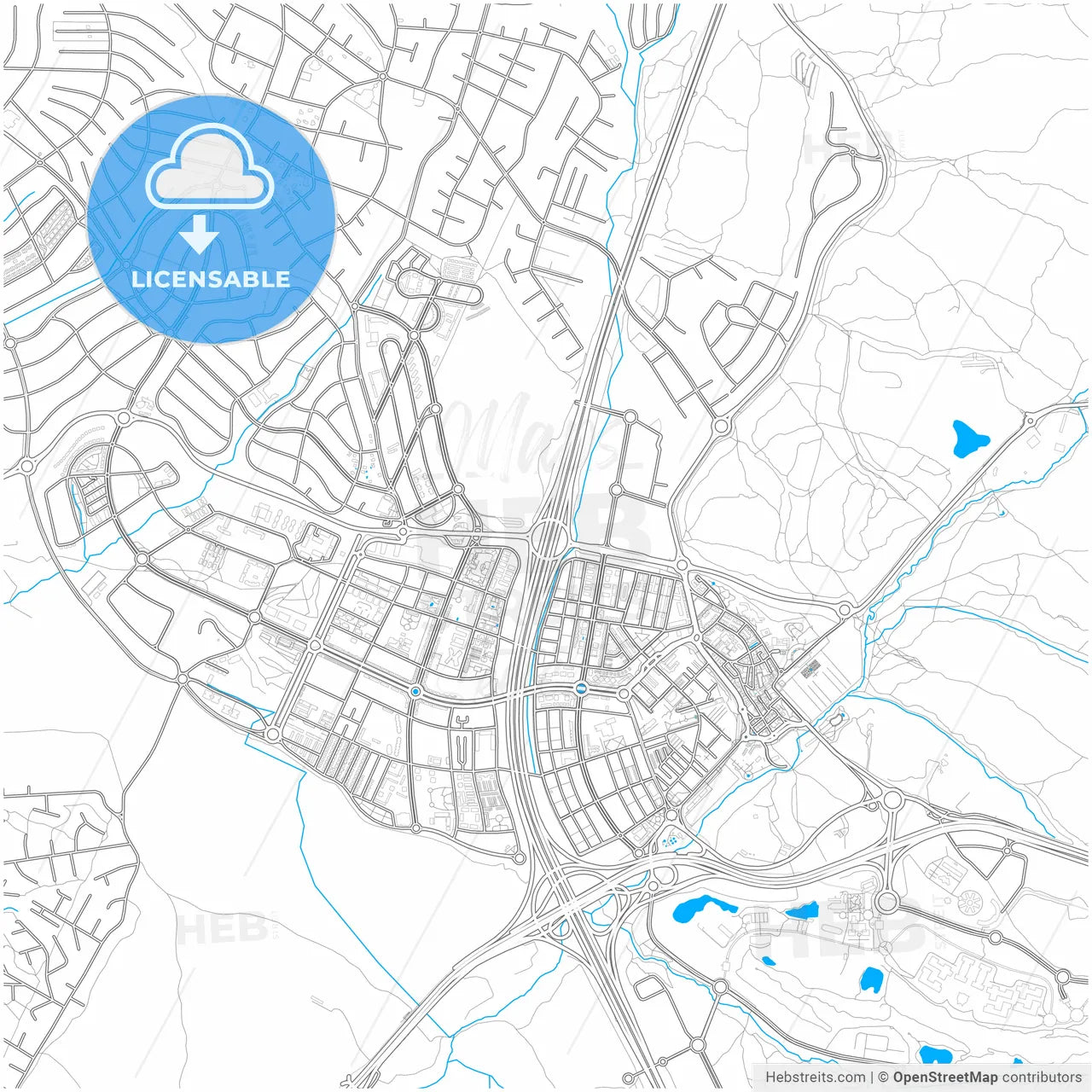 Boadilla del Monte, Madrid, Spain, city map with high resolution roads.