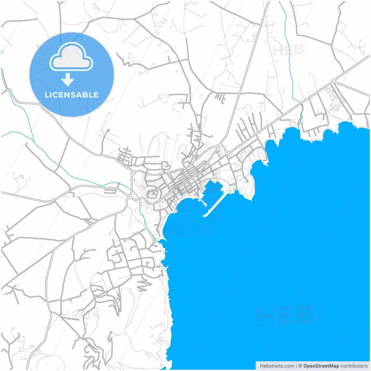 Santa Eulària des Riu, Balearic Islands, Spain, city map with high resolution roads.
